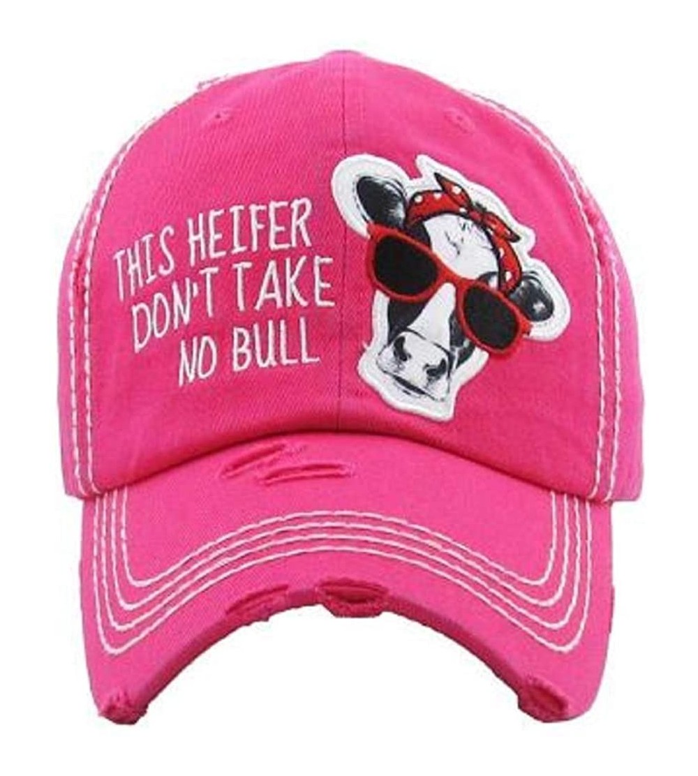 Baseball Caps Adjustable Ladies Womens Baseball Cap Heifer Cow Hat - Pink Dont Take No Bull - C618RATEMOA $20.21