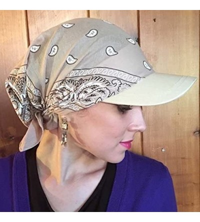 Skullies & Beanies Chemo Head Scarf- Women Cute Chemo Hats Caps with Brim Cancer Headwear Turban Summer Sun Hats Visors Tied ...
