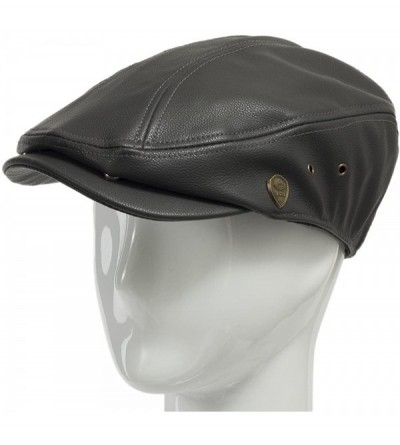 Baseball Caps Classic British Ivy Driving Cap Scally Faux Leather Newsboy hat - Grey - CC1896XCL3X $39.89