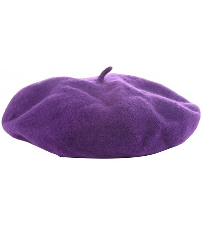 Skullies & Beanies Girl Solid Color Warm Winter Beret French artist Beanie Hat Ski Cap - Purple - C5188YY8S09 $9.56