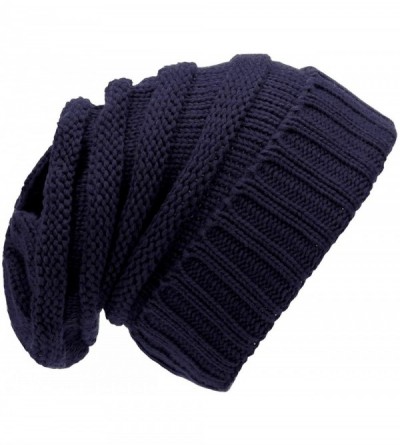 Skullies & Beanies Beanie Hats Women Pom Pom Slouchy Knit Skull Cap Winter Warm Hair Accessories - Blue - CL18AHQMUT8 $8.63