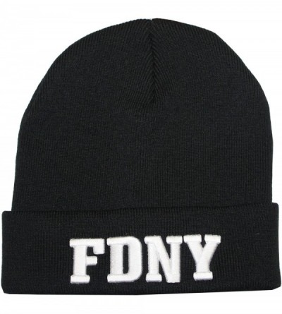 Skullies & Beanies FDNY Winter Hat Fire Department of New York City Black & White One Size - C7117D71BW1 $11.24