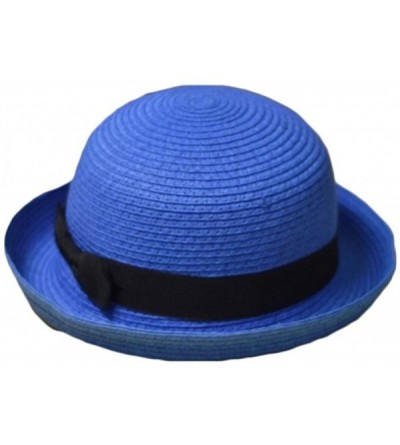 Sun Hats Bowknot Straw Summer Bowler Hat Sun Cap Hat for Ladies Womens - Royal Blue Kids - CJ12FU5C24D $8.80