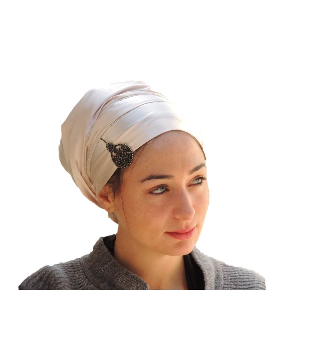 Headbands Tichel Full Hair Covering Lovely Stretched Snoods Turban One Size Pearl - Pearl - CK121MZJX8N $44.63