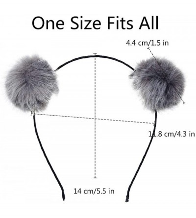 Headbands 6 Pcs Girl's Adorable Fur Ball Pompom Ball Hair Hoops Headbands - Gray - C318YZXM298 $17.74