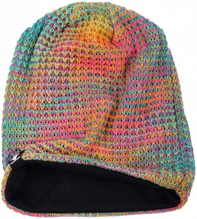 Berets Women's Knit Slouchy Beanie Baggy Skull Cap Turban Winter Summer Beret Hat - Green/Yellow/Pink - CO18UCR0ZRS $9.68
