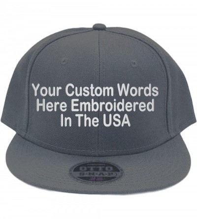 Baseball Caps Custom Snapback Hat Otto Embroidered Your Own Text Flatbill Bill Snapback - Charcoal - C4187CACASL $20.47