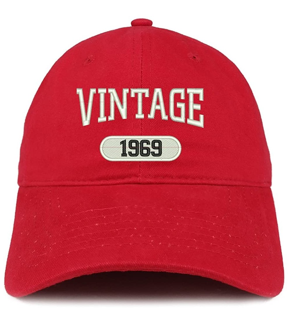 Baseball Caps Vintage 1969 Embroidered 51st Birthday Relaxed Fitting Cotton Cap - Red - C912OCWZL5B $21.66