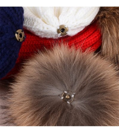Skullies & Beanies Knit Hat for Womens Girls Fleece Winter Slouchy Beanie Hat with Real Raccon Fox Fur Pom Pom - Style02 Ligh...