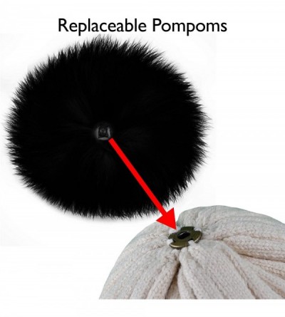 Skullies & Beanies Winter Hat Beanie with Real Fur Pom Pom Decorations. - Black Pompom - CK1835AMIRD $11.23