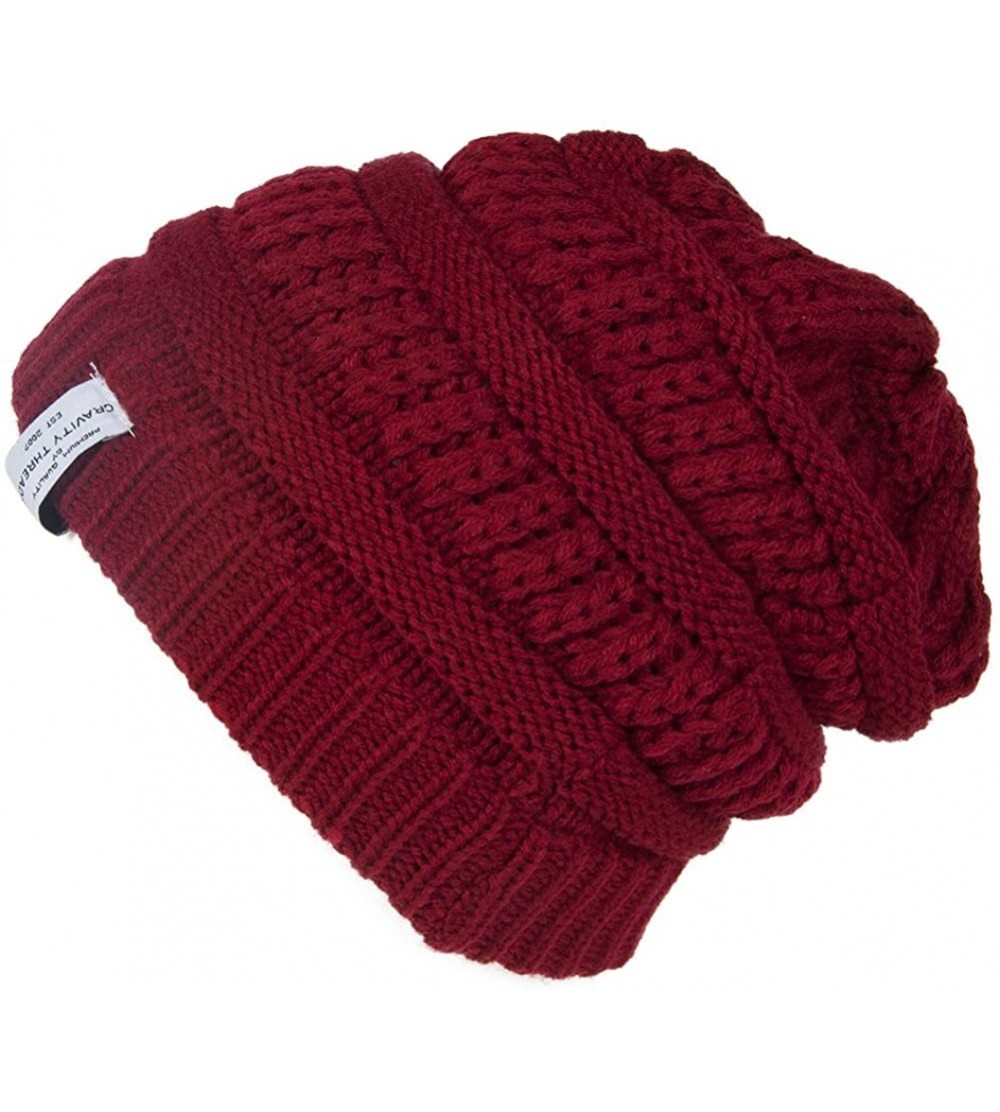 Skullies & Beanies Crochet Knit Weave Beanie (2 Pack) - Burgundy - CF11OMKR3S3 $11.20
