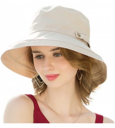 Sun Hats Womens Cotton Wide Brim Sun Hats UPF50 UV Packable Beach Hat Summer Bucket Cap for Travel - CC18SIDGOXD $19.39