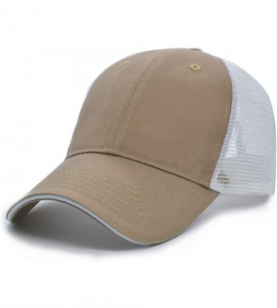 Visors Baseball Cap Mesh Visor Trucker Hats Adjustable Plain Cap Polo Style Low Profile - Khaki - C7184HZLEUM $9.11