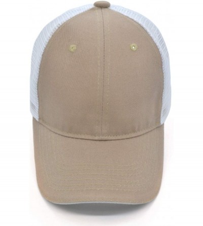 Visors Baseball Cap Mesh Visor Trucker Hats Adjustable Plain Cap Polo Style Low Profile - Khaki - C7184HZLEUM $9.11