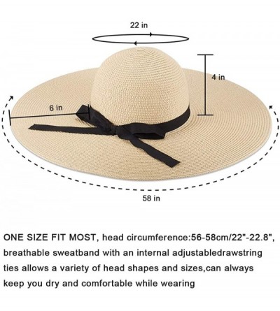 Sun Hats Womens Beach Straw Hat UPF 50 Wide Brim Sun Blocking Hat Foldable Summer Hat for Travel Floppy Sun Hat Women - CG18U...
