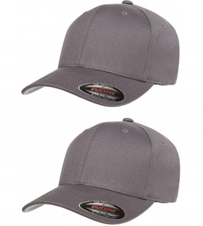 Baseball Caps 2-Pack Premium Original Cotton Twill Fitted Hat w/THP No Sweat Headliner Bundle Pack - Grey - CQ185G5HYHD $52.95