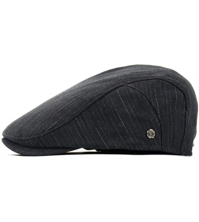 Newsboy Caps Cotton Flat Cap Men's Striped Retro Golf Gatsby Hat Duckbill Newsboy Falt Cap - Dark Gray - CM18K7R8TER $12.10