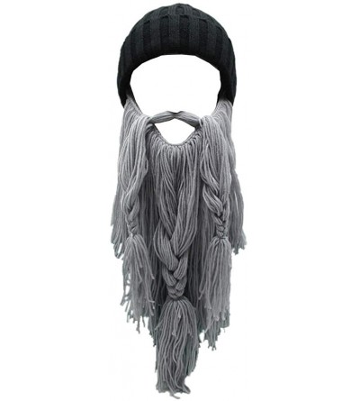 Skullies & Beanies Wig Beard Hats Handmade Knit Warm Winter Caps Ski Funny Mask Beanie for Men Women - Chz-gray - C8189KI2098...
