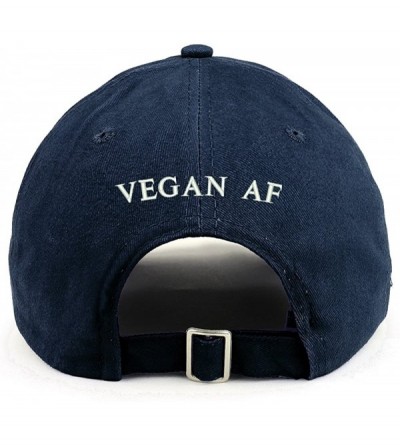 Baseball Caps Vegan AF (Back) Embroidered 100% Cotton Dad Hat - Navy - CL188T6U48U $18.92