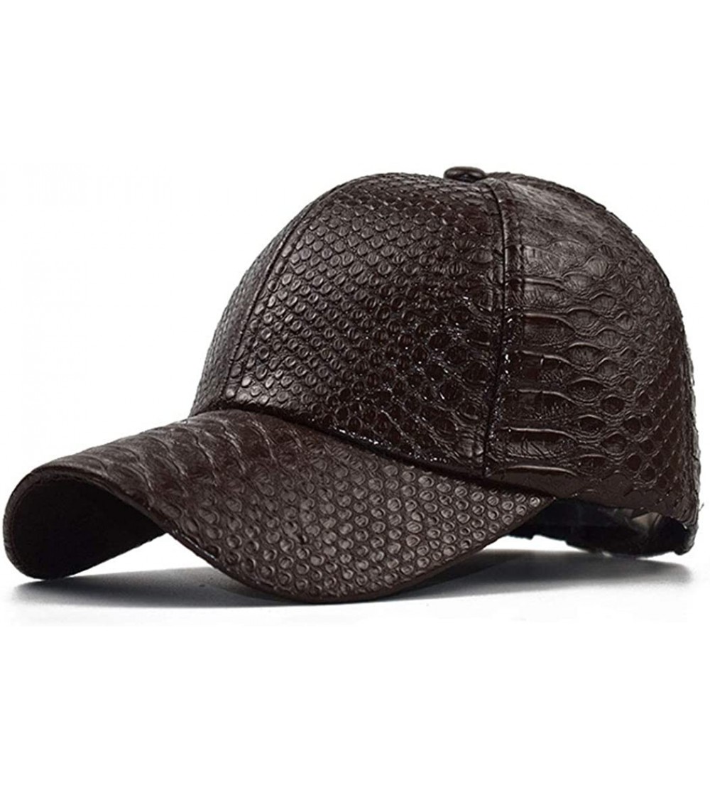 Baseball Caps Snakeskin-Leather Baseball-Cap Unisex Casual-Dad-Hat Adjustable Snapback for Women Men - Coffee - CV18XNYD0XY $...
