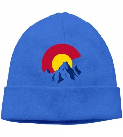 Skullies & Beanies Beanie Hat Colorado Flag Mountain Warm Skull Caps for Men and Women - Blue - CO18KKNH5TH $19.59