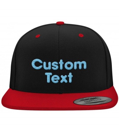 Baseball Caps Custom Embroidered 6089 Structured Flat Bill Snapback - Personalized Text - Your Design Here - Black \ Red - CV...