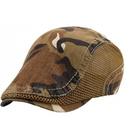 Newsboy Caps Duckbill Hat Cotton Newsboy Ivy Cabbie Drving Hat Flat Cap Camouflage - Style 2-brown - CH1827SQ6G5 $14.40