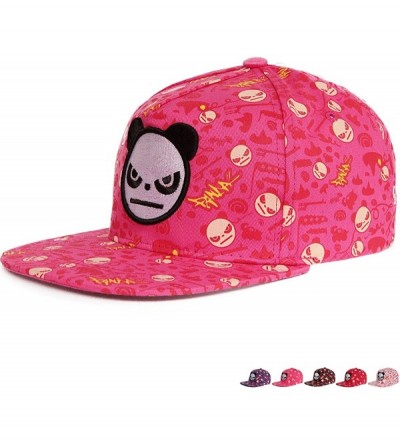 Baseball Caps Unisex Casual Flat Bill Brim Hat Hip Hop Visor Cap Embroidery Panda - Pink - C711YTH1VUZ $15.09