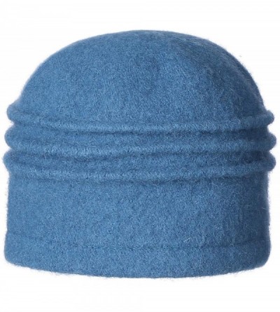 Bucket Hats Women's 100% Wool Flower Warm Cloche Bucket Hat Slouch Wrinkled Beanie Cap Crushable - Sky Blue - CS18K756MYK $15.12