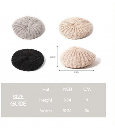 Berets Winter Chic Warm Double Layer Crochet Chunky Knit Slouchy Beret Beanie Hat for Women - Grey - CR18T6IT8N7 $7.21