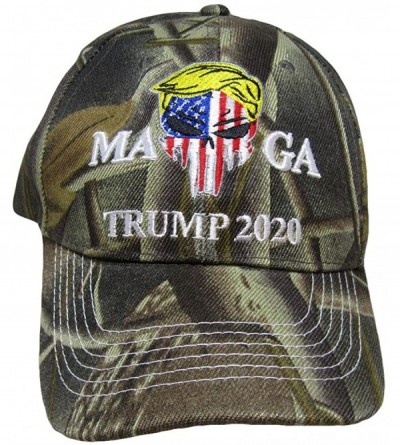 Baseball Caps MAGA Trump 2020 USA Demon Punisher Skull Woodland Camo Embroidered Hat Cap - CJ194MDZMK8 $7.62