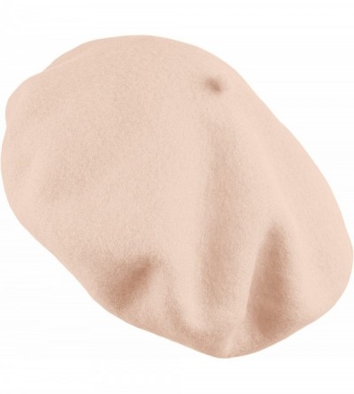 Berets Traditional Women's Men's Solid Color Plain Wool French Beret One Size - Peach/Khaki - CP189YLANQK $10.42