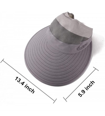 Sun Hats Sun Visor Hats for Women Large Brim Summer UV Protection Foldable Beach Cap - Black+grey - CQ18NQ320SD $11.37