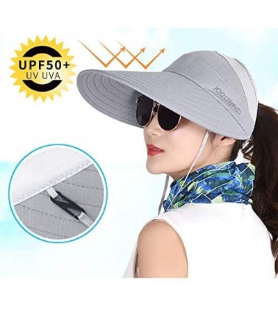 Sun Hats Sun Visor Hats for Women Large Brim Summer UV Protection Foldable Beach Cap - Black+grey - CQ18NQ320SD $11.37