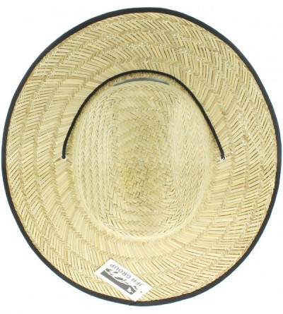 Sun Hats Men's Pierside Wide Brim Straw Sun Hat with Chin Cord - Black Lone Star - CM1847465KI $24.66