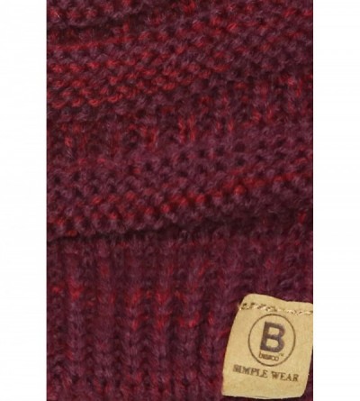 Skullies & Beanies Beanie Hat Cap Knit Skullies for Men Women Unisex - 101 Melange Burgundy - C118893XXRD $11.79