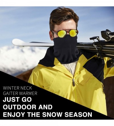 Balaclavas Neck Warmer Gaiter- Winter Thicken Soft Elastic Fleece Skiing Face Scarf Mask - 2 Pack(black+black) - CJ18HACSKXL ...