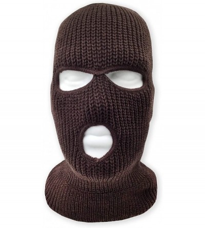 Balaclavas 3 Hole Beanie Face Mask Ski - Warm Double Thermal Knitted - Men and Women - Brown - C518KNGHIOS $10.26