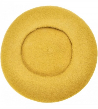 Berets Women Wool Beret Hat Solid Color French Style Warm Cap - Lemon Yellow - CG18LRX6GUQ $12.56