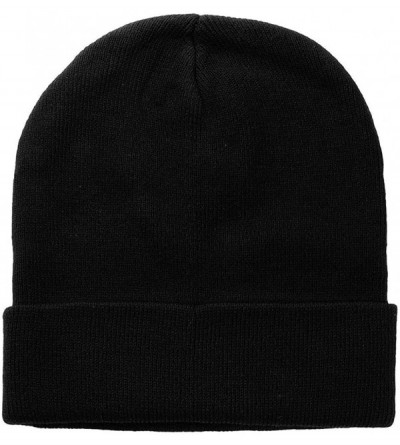 Skullies & Beanies Men Women Knitted Beanie Hat Ski Cap Plain Solid Color Warm Great for Winter - 2pcs Black & Black - CA18ZG...