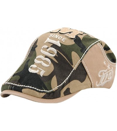 Newsboy Caps Duckbill Hat Cotton Newsboy Ivy Cabbie Drving Hat Flat Cap Camouflage - Style 1-khaki - CC182M9NYWG $11.80