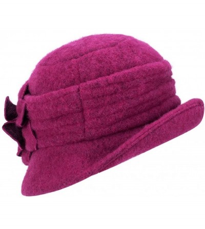 Berets Womens Gatsby 1920s Winter Wool Cap Beret Beanie Cloche Bucket Hat A299 - Hot Pink - C4126JZ5Y2P $18.51