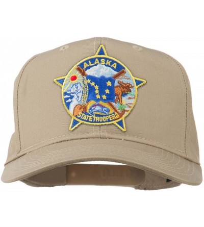 Baseball Caps Alaska State Troopers Patch Cap - Khaki - CE11RNPBVFP $21.38