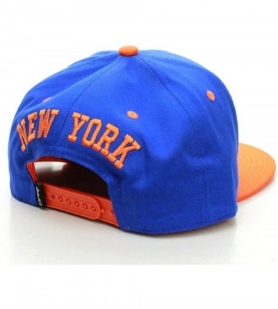 Baseball Caps USA Cities and States Flat Bill Block Script City Snapback Hat Cap - Royal Orange - CL11KI3LXIJ $13.63