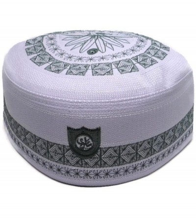 Skullies & Beanies ALW009 Muslim Kufi Hat Prayer Cap Headware Islamic Skull Cap Ramadan Eid Gift - White/Green - CB17YHZXONZ ...