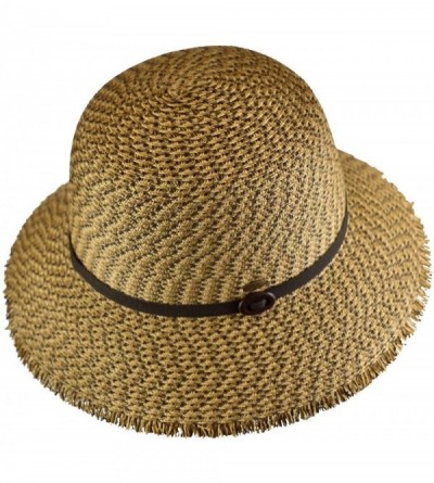 Bucket Hats Women's Paper Woven Cloche Bucket Hat with Color Bow Band - Brown Heather - CR19654AAQN $13.68