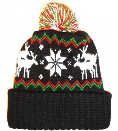 Skullies & Beanies Ugly Christmas Sweater Party Reindeer Beanie Hat Pom - Black Humping Reindeer - CY11HUX4DPP $20.48