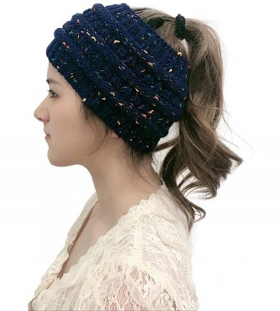 Skullies & Beanies Womens Beanie Hats - Women Winter Warm Hat Stretchy Knitted Headwear Soft Horsetail Messy Hats - Navy 02 -...