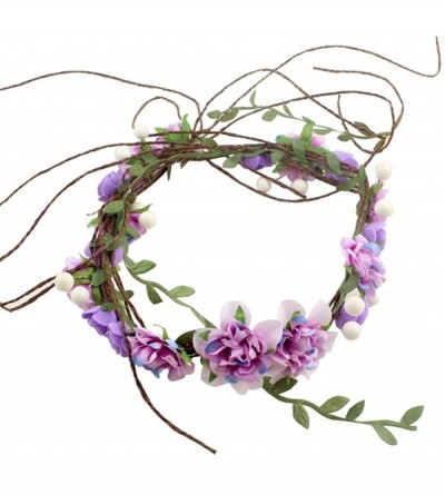 Headbands Adjustable Flower Crown Festivals Headbands Garland Girls Hair Wreath - C0purple - C418R4X8CIO $26.25
