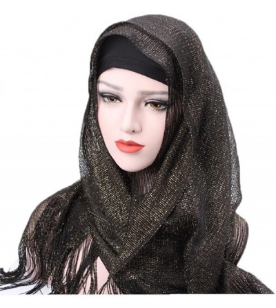 Skullies & Beanies Womens Lightweight Poly Cotton Jersey Hijab Scarf - Black - C91850MKTZL $10.45